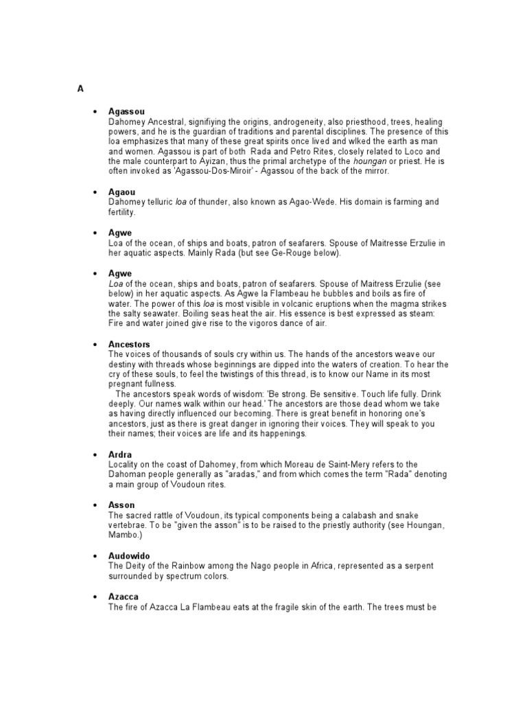 Glossary of Voodoo Terms PDF Haitian Vodou Religion And Belief