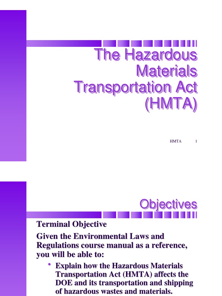 The Hazardous Materials Transportation Act (HMTA) | PDF | Dangerous ...