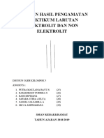 Laporan Hasil Pengamatan Praktikum Larutan Elektrolit Dan Non Elektrolit