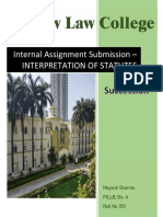 New Law College: Internal Assignment Submission - Interpretation of Statutes