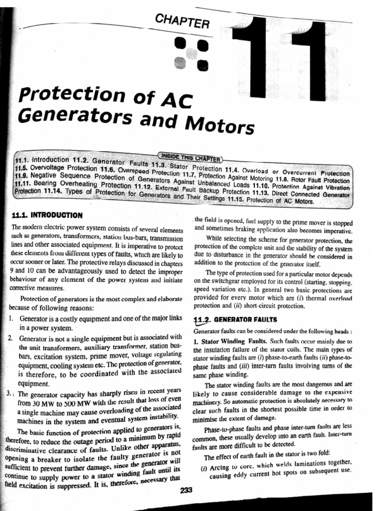 Protection of AC Generators and Motors PDF