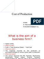 Cost of Production: Spjimr Dr. Pallavi Mody