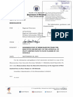 FYI Dissemination of Memorandum From The Executive Secretary On The Approval of Pilot Limited Face To Face Classes in 120 Schools