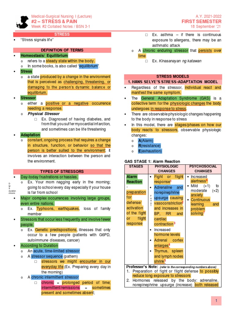 Understanding Stress and Pain in Nursing | PDF | Stress (Biology) | Pain