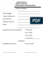 Formulir Pendaftaran Rumah Qur'an