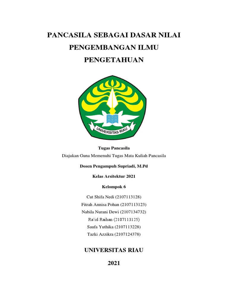 Kelompok 6-PANCASILA SEBAGAI DASAR NILAI PENGEMBANGAN ILMU PENGETAHUAN ...