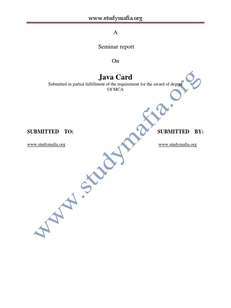 Java Card: A Seminar Report On | PDF | Java (Programming Language ...