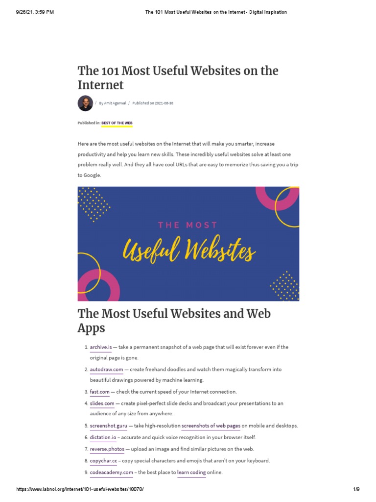 101 Essential Websites for Productivity | PDF | World Wide Web ...