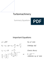 Turbomachinery: Summary Equations