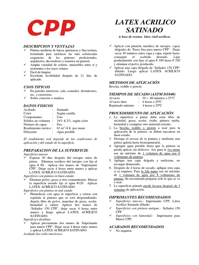 CPP Ficha Tecnica PDF Pintar Química