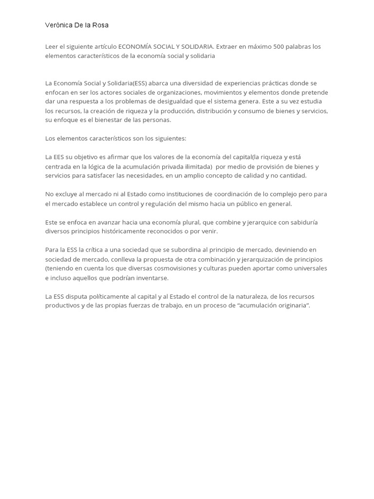 Elementos Clave de la Economía Social y Solidaria | PDF