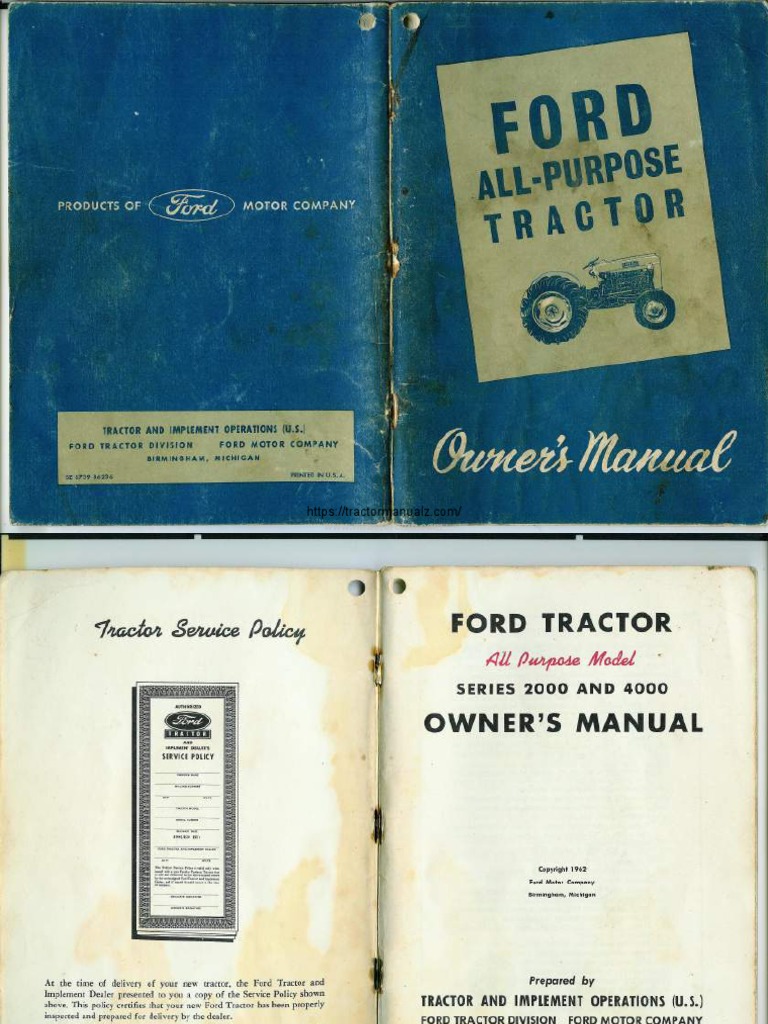 Ford 2000 & 4000 Tractor Operator's Manual – 1962-1964 Models – Brand New Book, Perfect Condition – Gas & Diesel