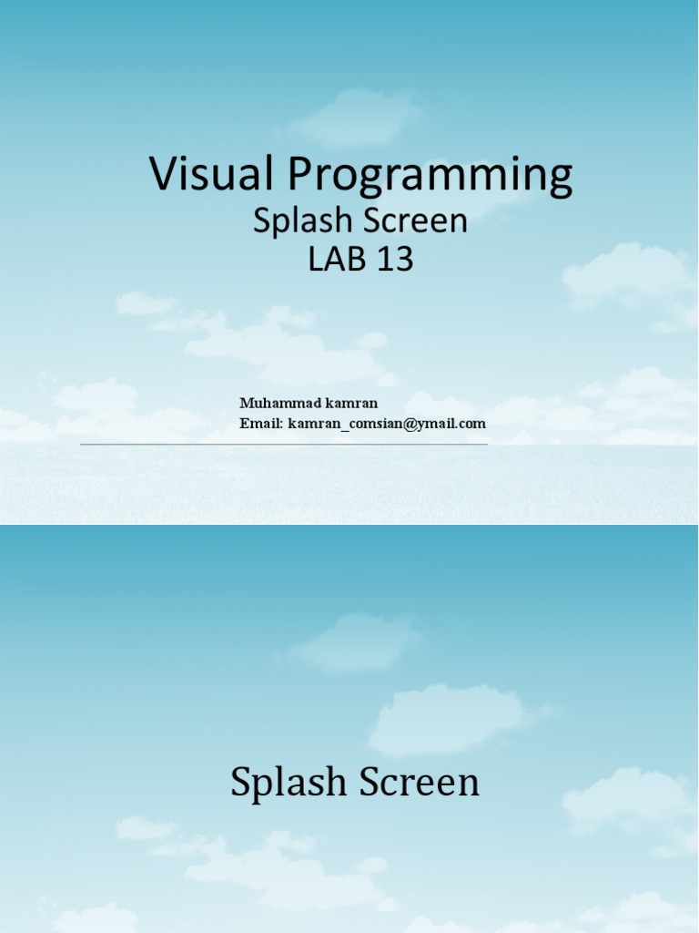 Visual Programming: Splash Screen LAB 13 | PDF | Application Software ...