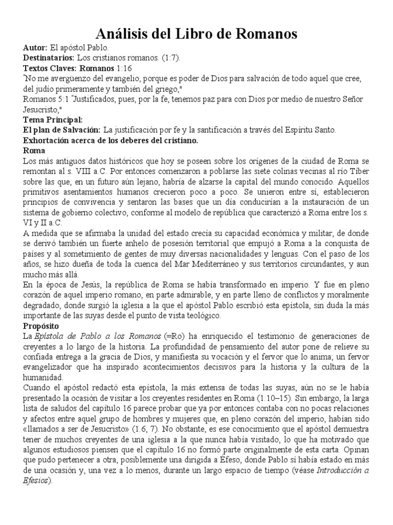 Análisis Del Libro de Romanos | PDF | Pablo el apóstol | Jesús