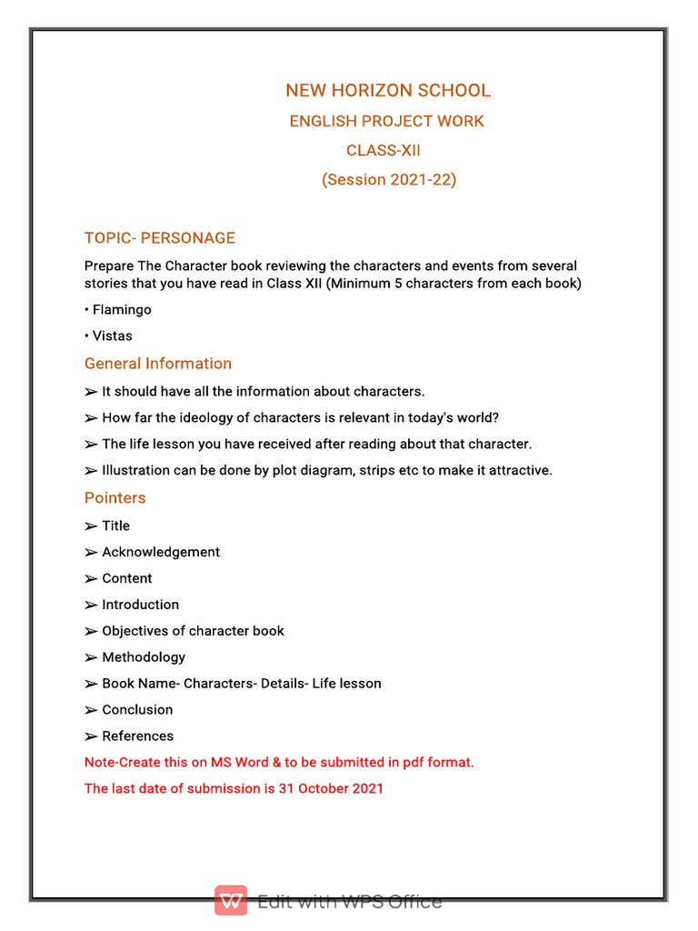 Class 12 English Project 2021 22 Pdf