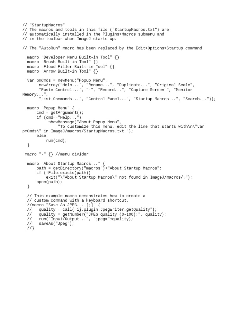 ImageJ Startup Macros Guide | PDF