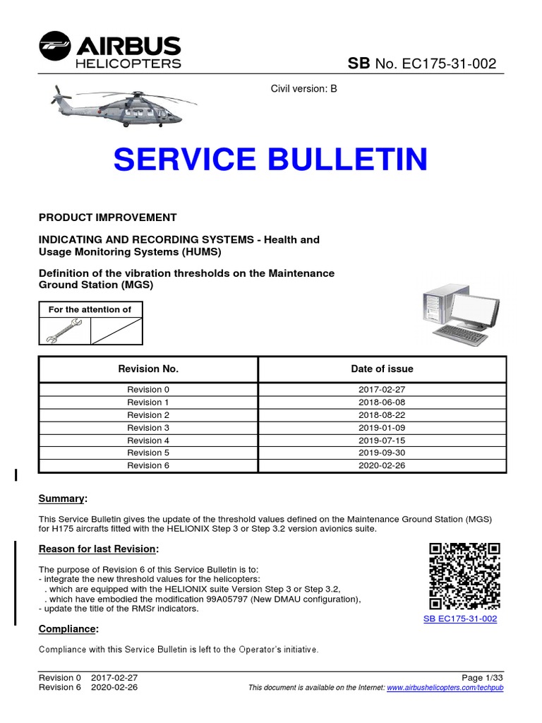 Airbus SB EC175-31-002 Revision 6 | PDF | Aviation