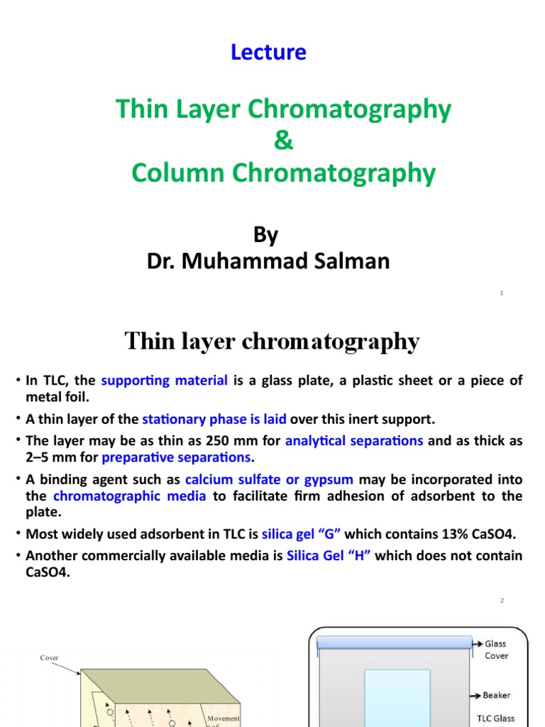 Lecture 2 Chromatography TLC Column PDF Chromatography Thin Layer