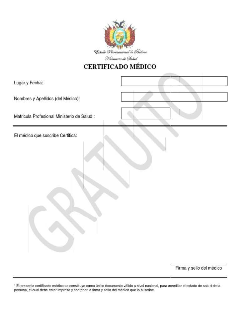 Formato De Certificado Médico Pdf