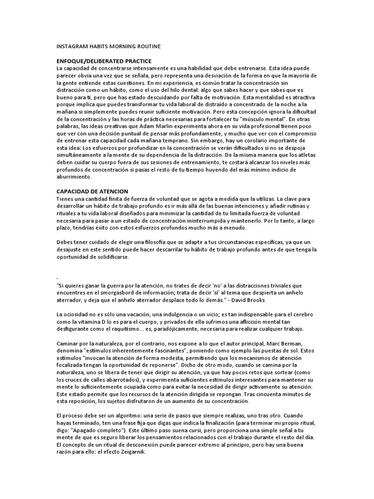 Evening Routine + Notes Morning Routine Por Instagram | PDF