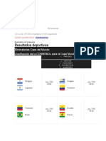 Resultados Deportivos: Eliminatorias Copa Del Mundo Clasificación de La CONMEBOL para La Copa Mundial de Fútbol