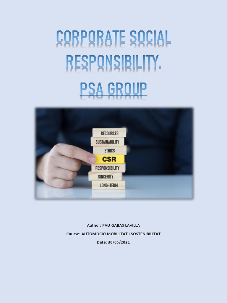 PSA Group CSR and Sustainability Overview | PDF | Corporate Social ...