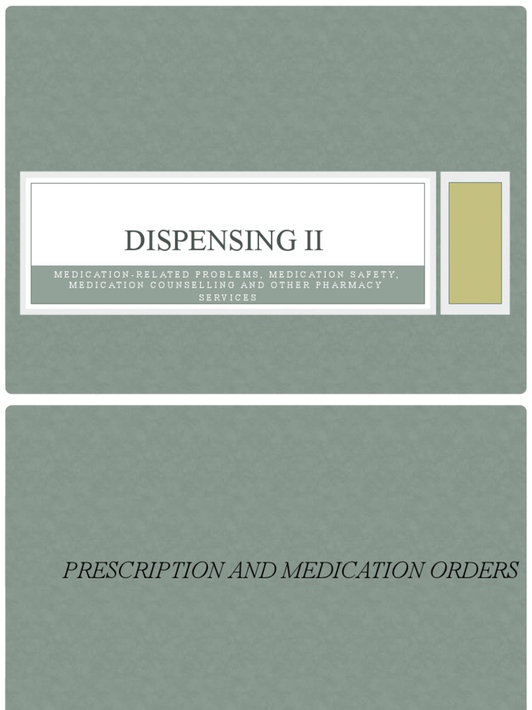 Prescription and Medication Orders Overview | PDF | Medical ...