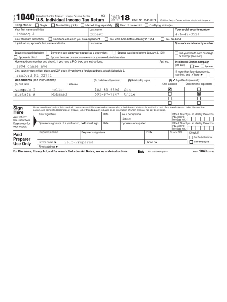2018 Turbo Tax Return | PDF | Irs Tax Forms | Economies
