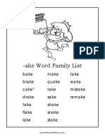 Ake Word Family Worksheets