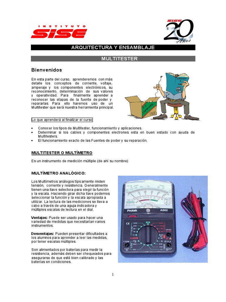 Uso y Funcionamiento del Multitester | PDF | Diodo | Condensador