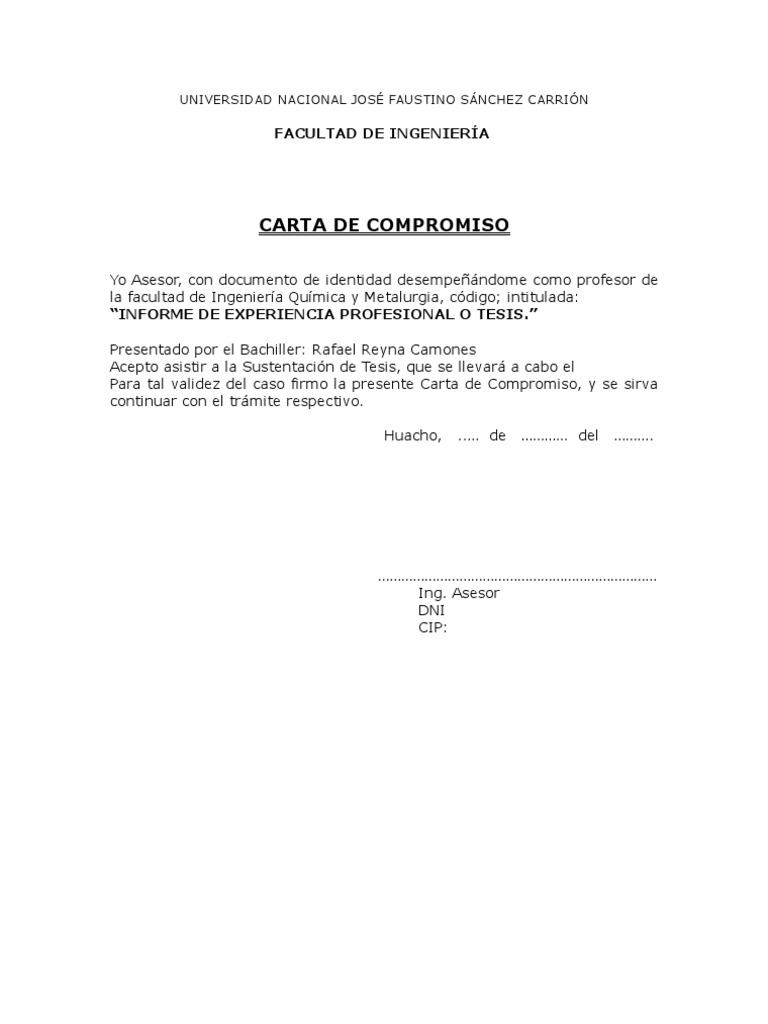 carta compromiso asesor