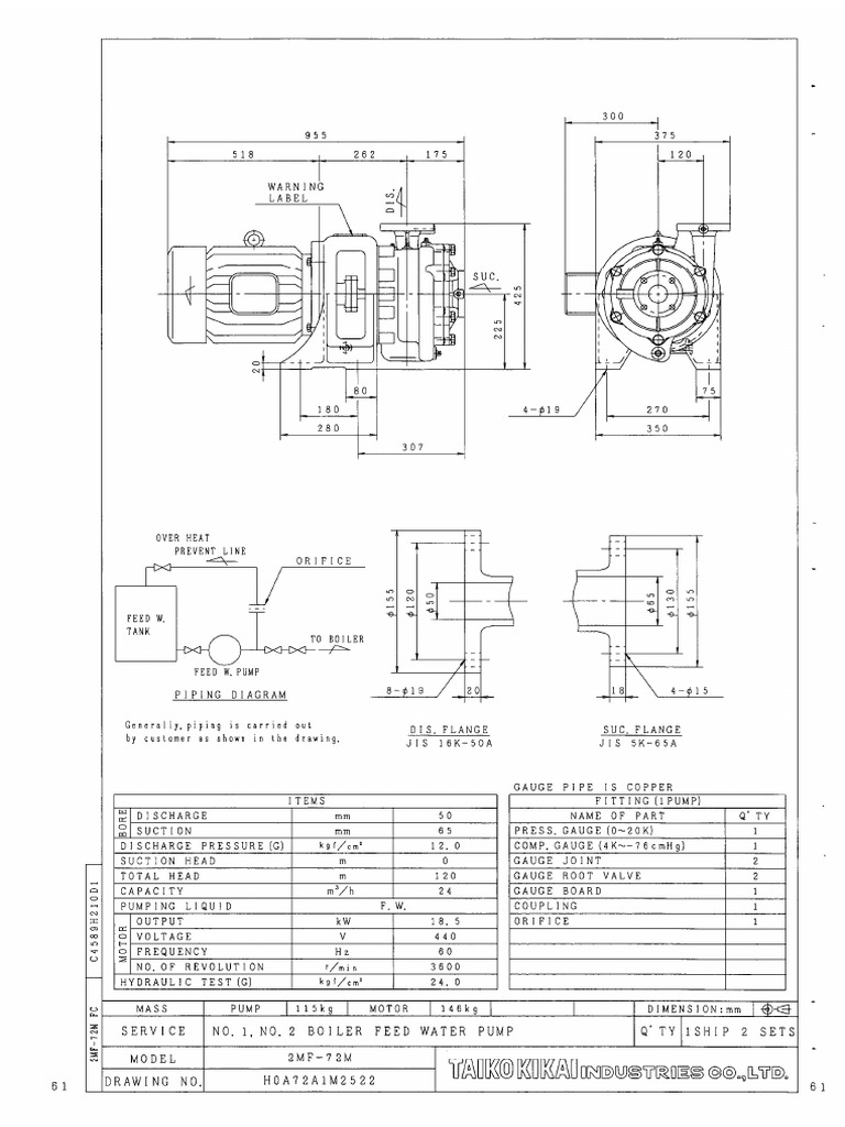 Boiler Feed Pump Specifications | PDF