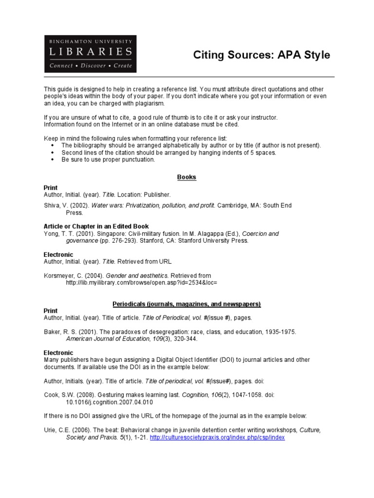 apa Digital Object Identifier Citation