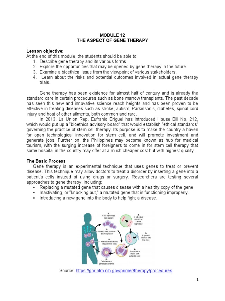 Module 12 - The Aspect of Gene Therapy | PDF | Gene Therapy | Cell Therapy