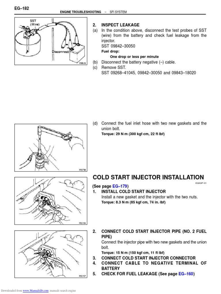 Cold Start Injector Installation: Fuel Drop: One Drop or Less Per ...