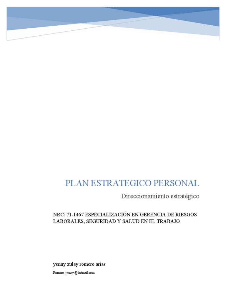 Plan Estratégico Personal de Yenny Romero | PDF | Planificación estratégica
