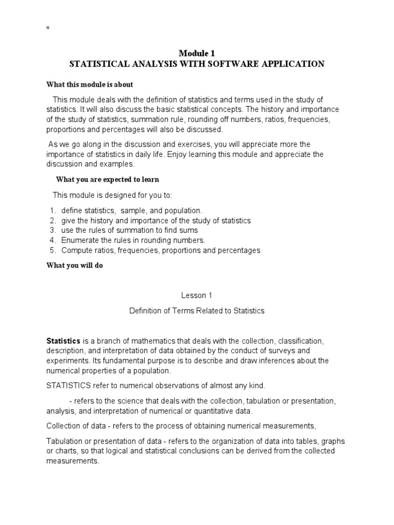 Introduction to Statistical Analysis | PDF | Statistics | Survey ...