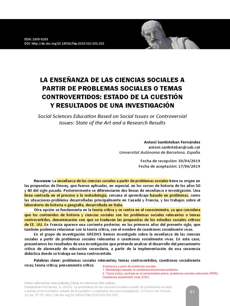 Enseñanza de Ciencias Sociales y Problemas Sociales | PDF | Plan de ...