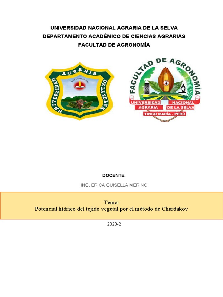 Potencial hídrico por método Chardakov | PDF | Concentración | Agua
