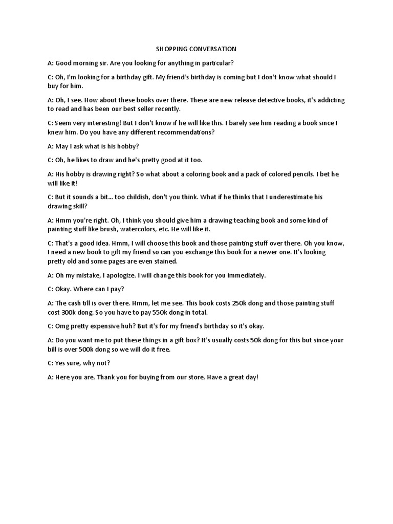 Shopping Conversation | PDF | Home & Garden