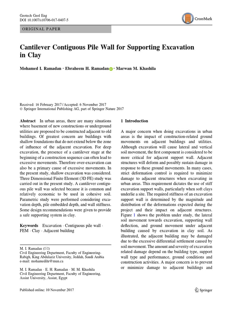Cantilever Contiguous Pile Wall Design | PDF | Deep Foundation ...