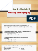 Quarter 1 - Module 2: Writing Bibliography