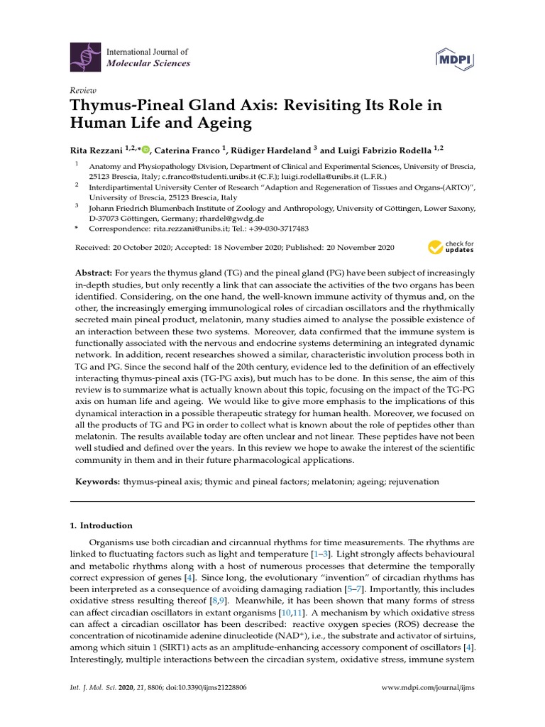 Thymus-Pineal Gland Axis: Revisiting Its Role in Human Life and Ageing ...