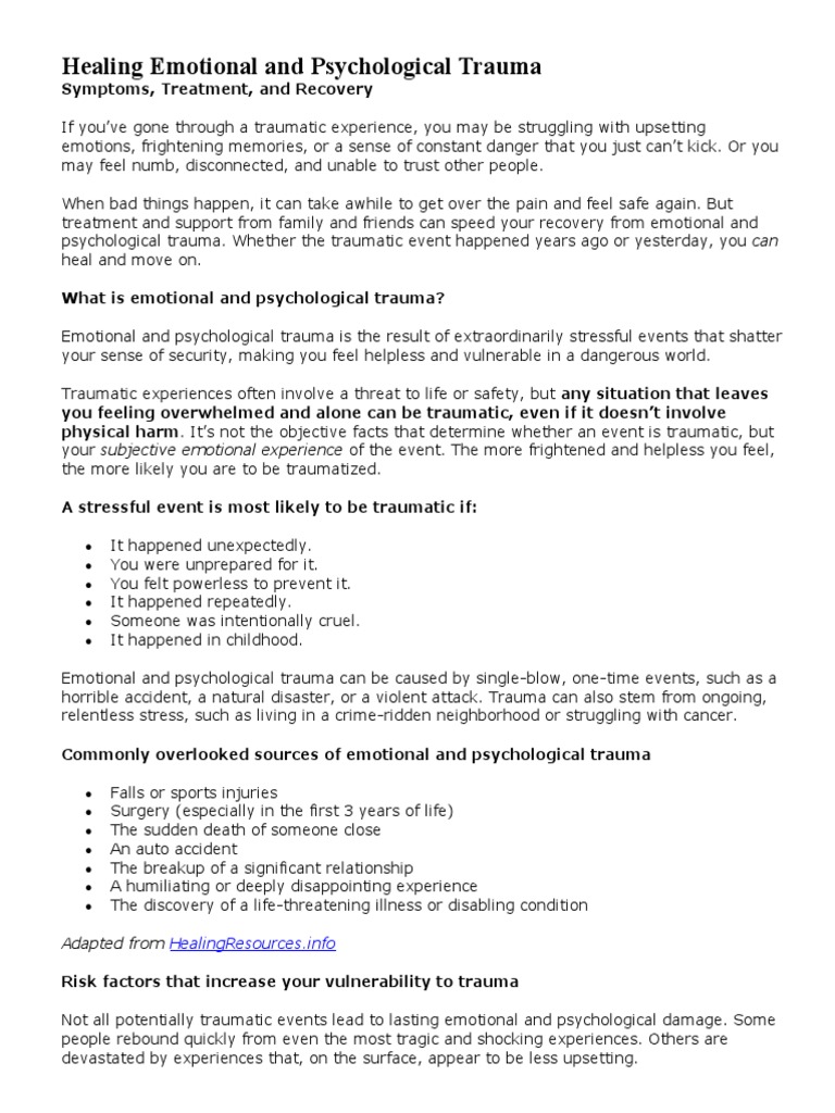 Healing from Psychological Trauma | PDF | Psychological Trauma | Grief