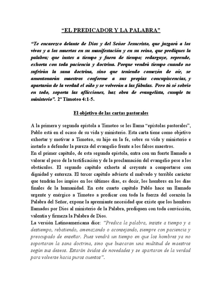 El Predicador y La Palabra PDF Biblia Dios