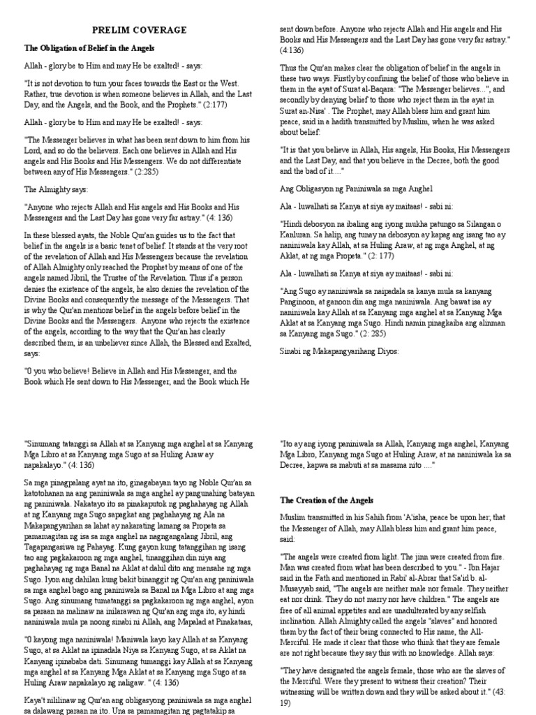 Islam 3 Prelim Coverage 1 | PDF | Prophets And Messengers In Islam ...