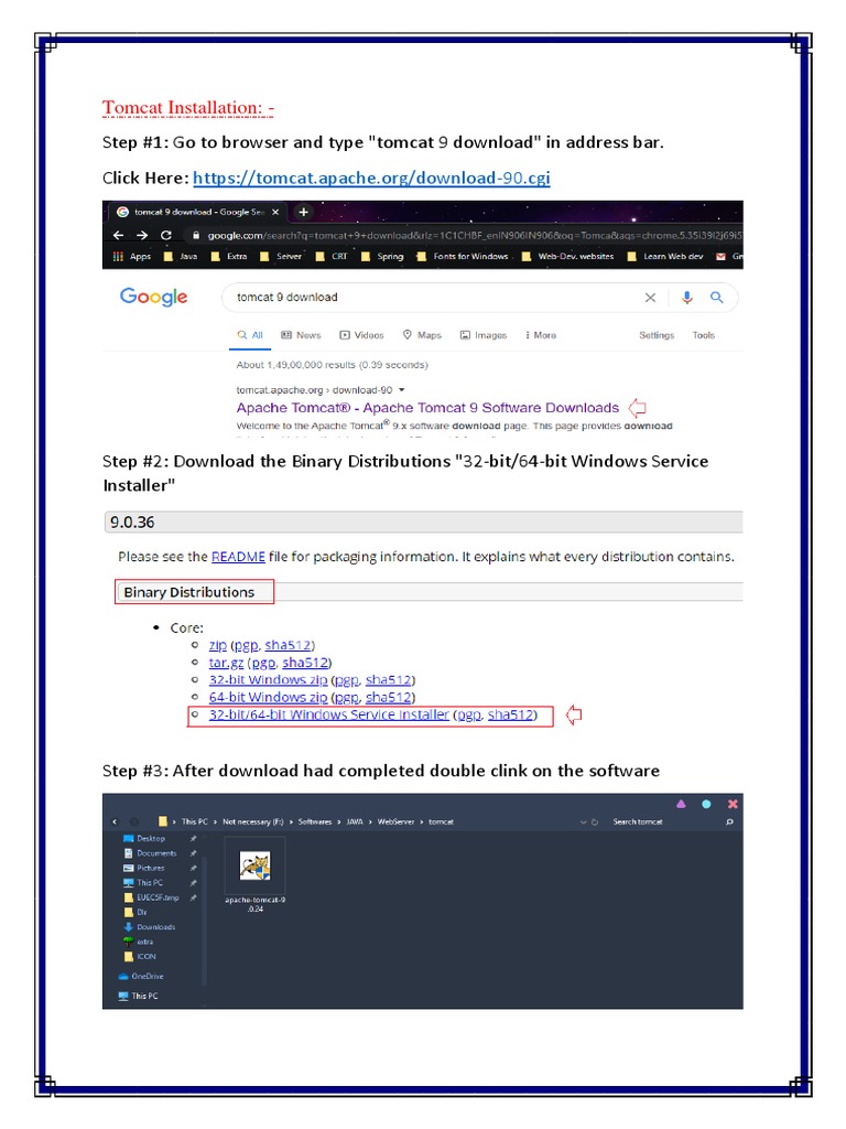 Tomcat 9 Installation Guide for Windows | PDF | Computers