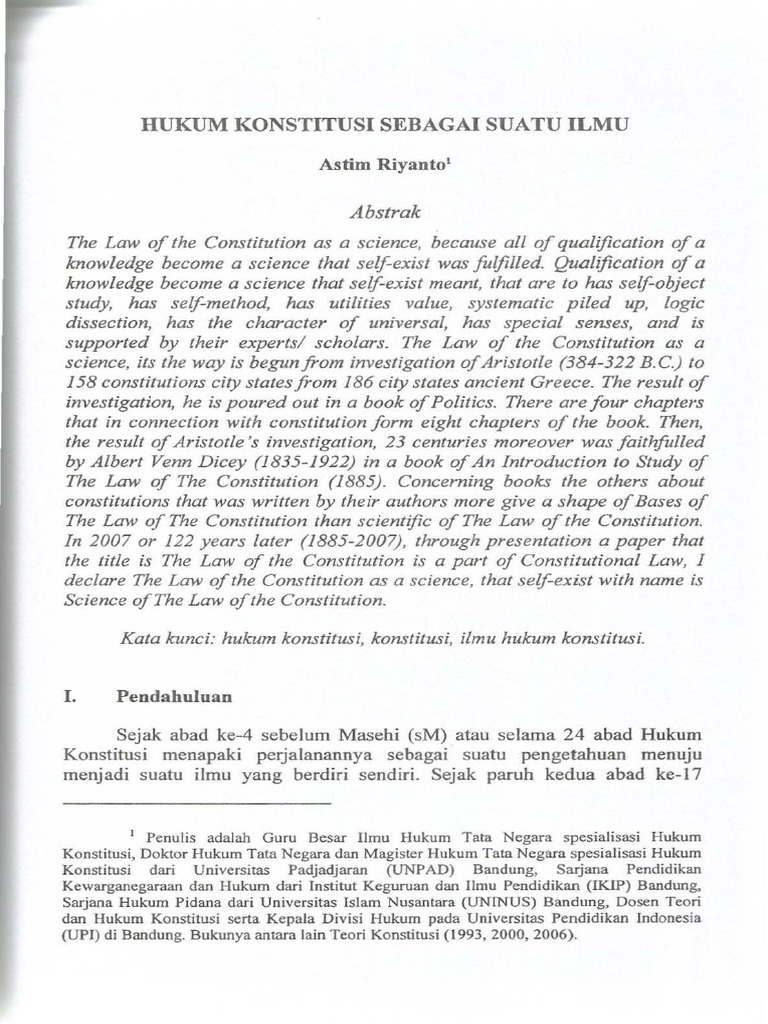 Hukum Konstitusi Sebagai Suatu Ilmu: Astim Riyanto | PDF | Constitution ...