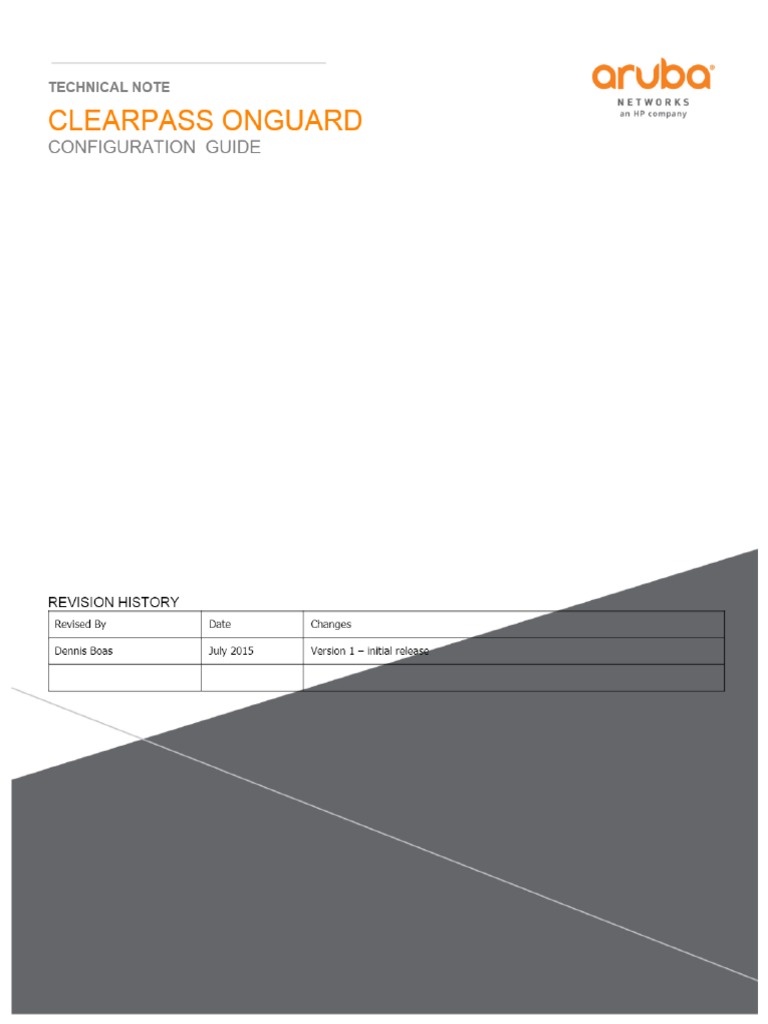 Clearpass Onguard Configuration Guide PDF | PDF