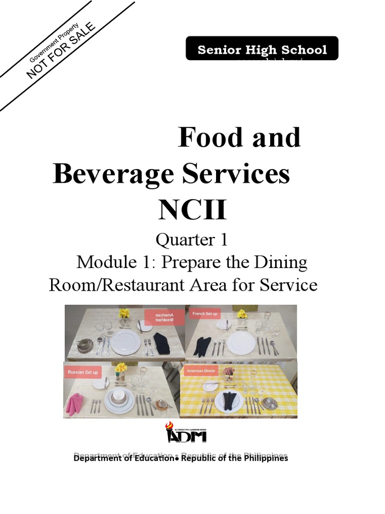 Food and Beverage Services Ncii Quarter 1 Module 1 Prepare The Dining